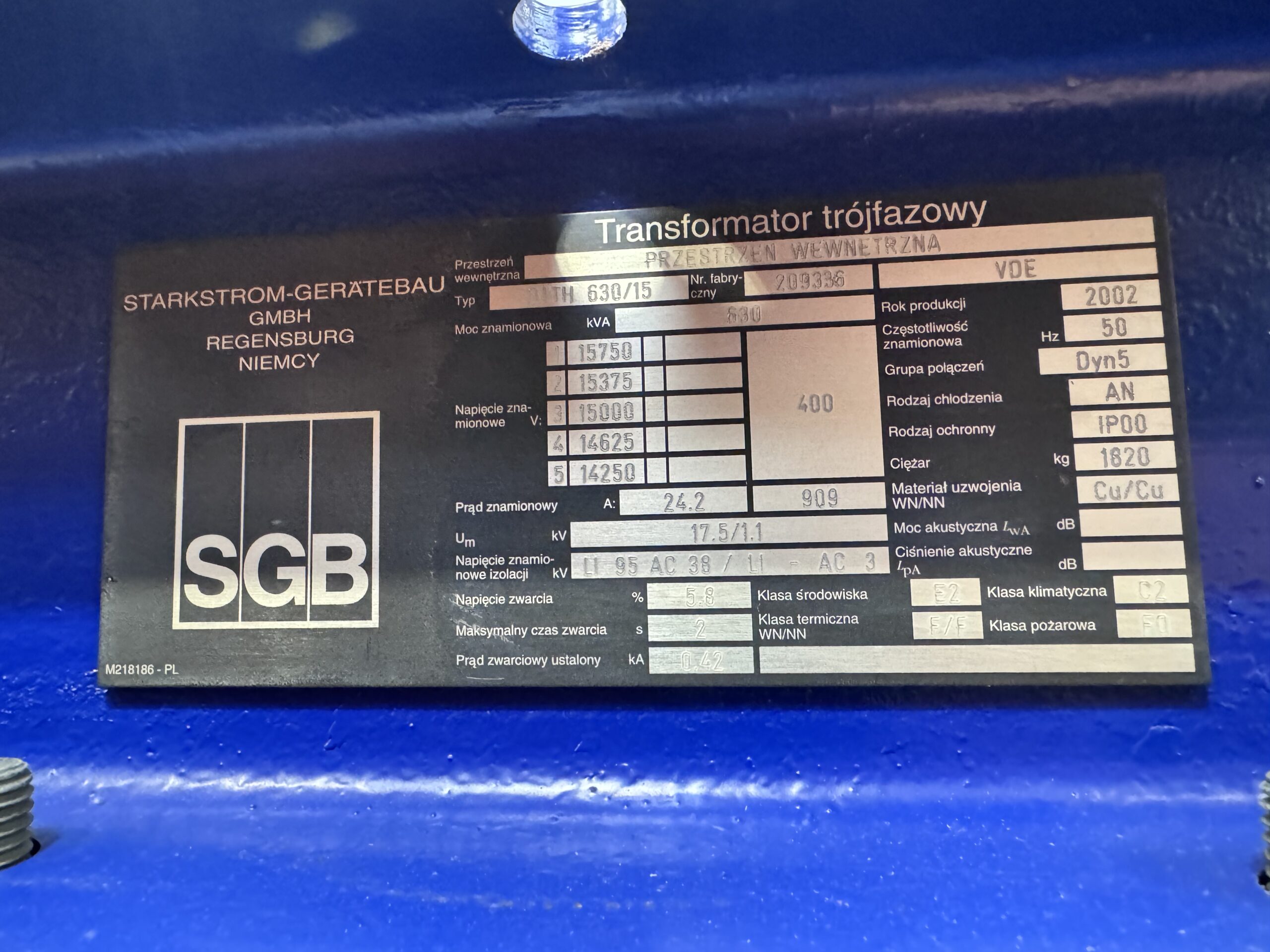 Zdjęcie produktu: Transformator suchy żywiczny 630 kVA, 15 / 0.4 kV SGB