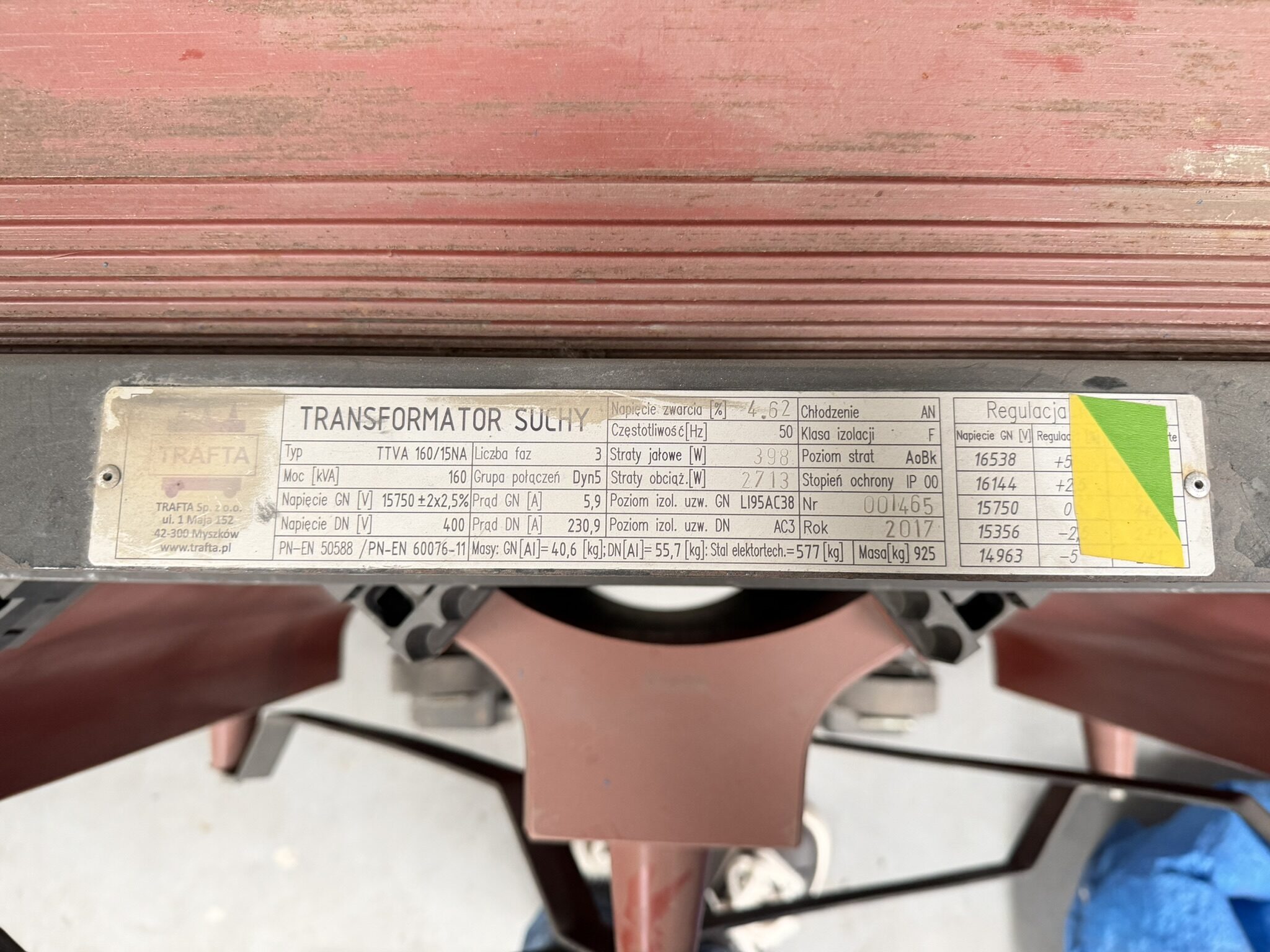 Zdjęcie produktu: Transformator suchy żywiczny 160 kVA, 15.75 / 0.4 kV TRAFTA