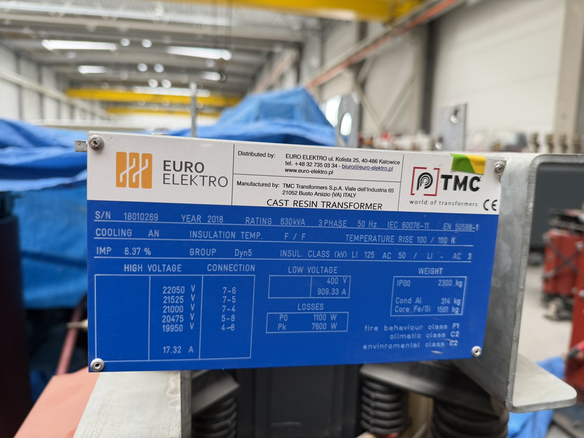 Zdjęcie produktu: Transformator suchy żywiczny 630 kVA, 21 / 0.4 kV TMC