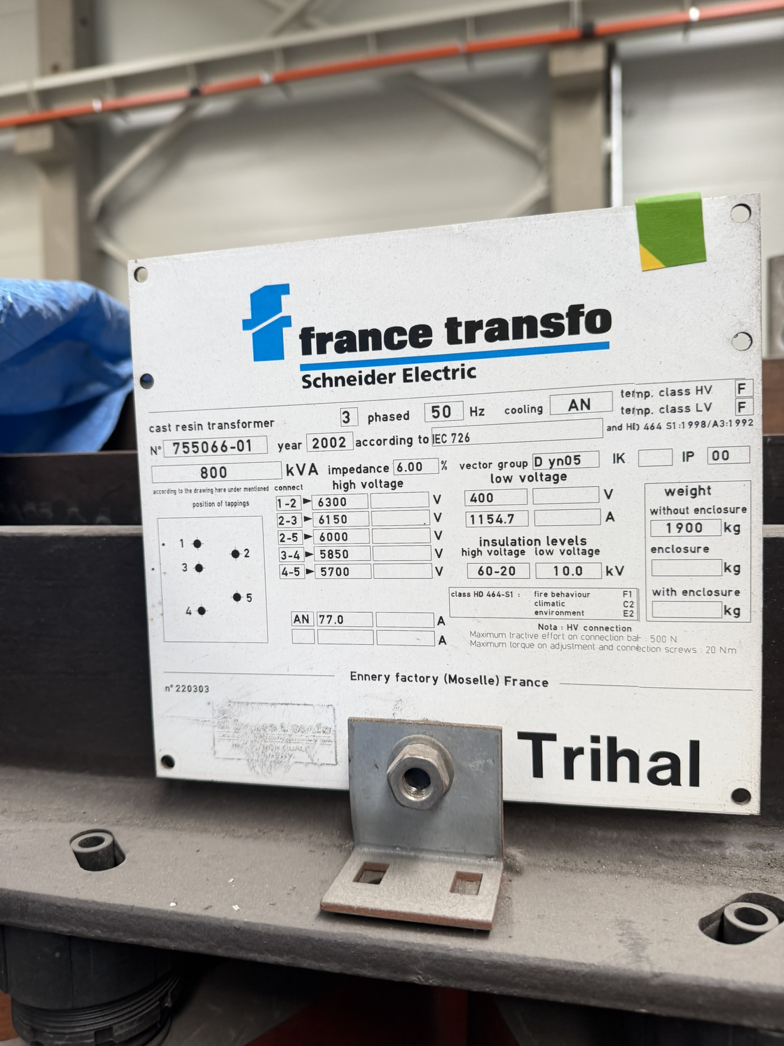 Zdjęcie produktu: Transformator suchy żywiczny 800 kVA, 6 / 0.4 kV france transfo