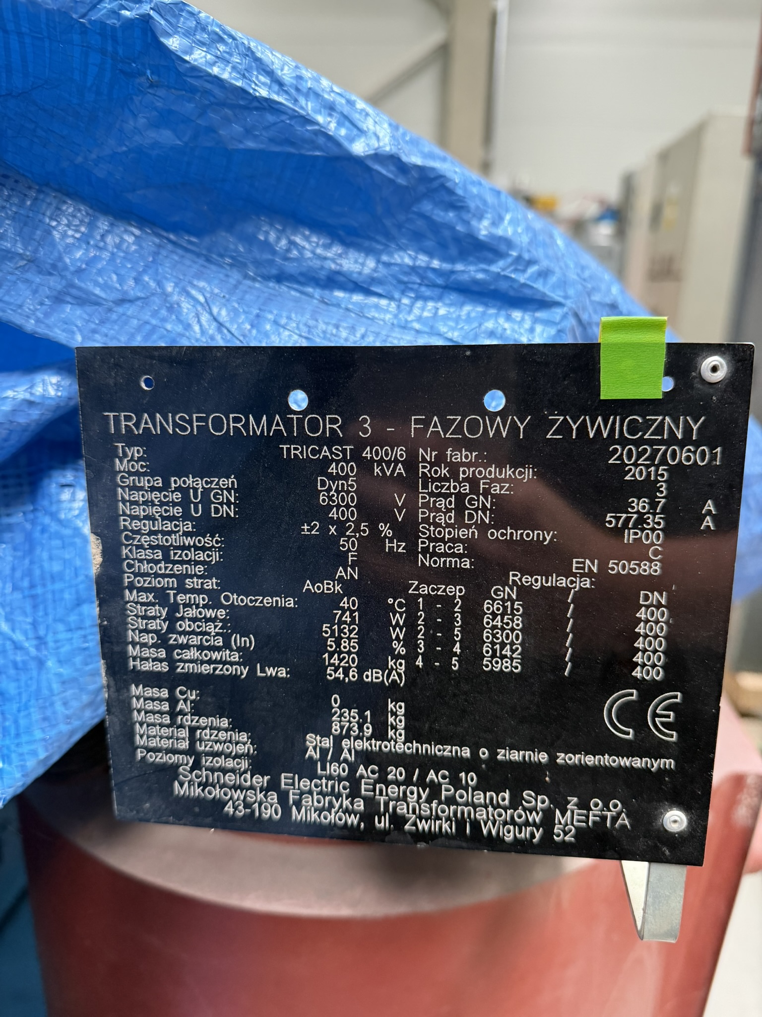 Zdjęcie produktu: Transformator suchy żywiczny 400 kVA, 6.3 / 0.4 kV Schneider Electric
