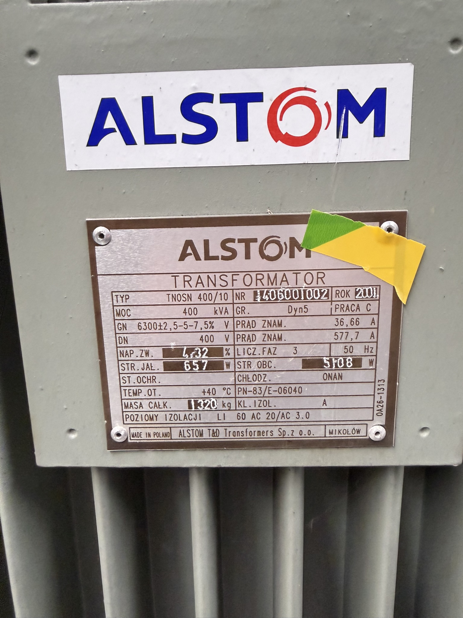 Zdjęcie produktu: Transformator olejowy 400 kVA, 6.3 / 0.4 kV ALSTOM