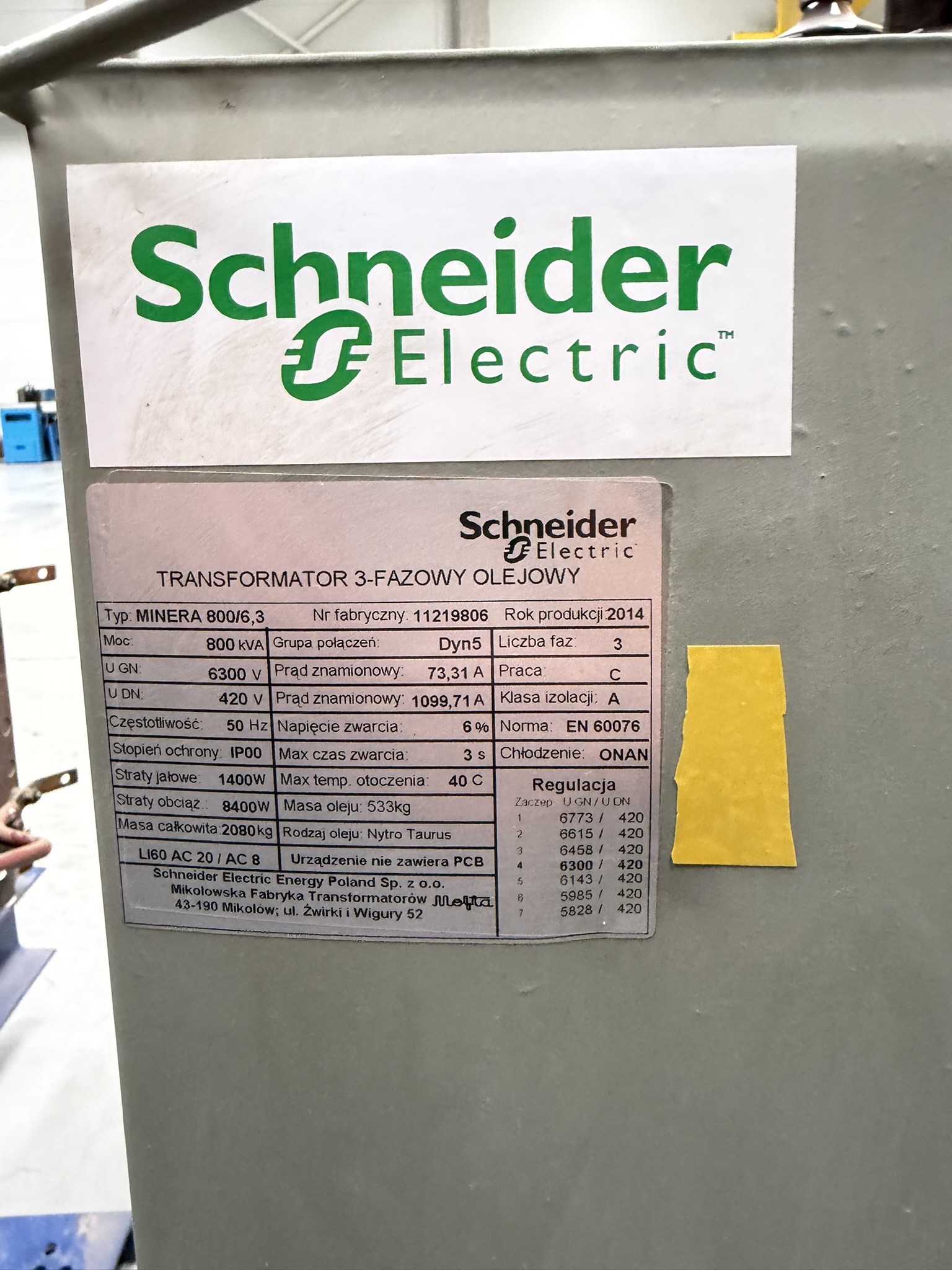 Zdjęcie produktu: Transformator olejowy 800 kVA, 6.3 / 0.42 kV Schneider Electric