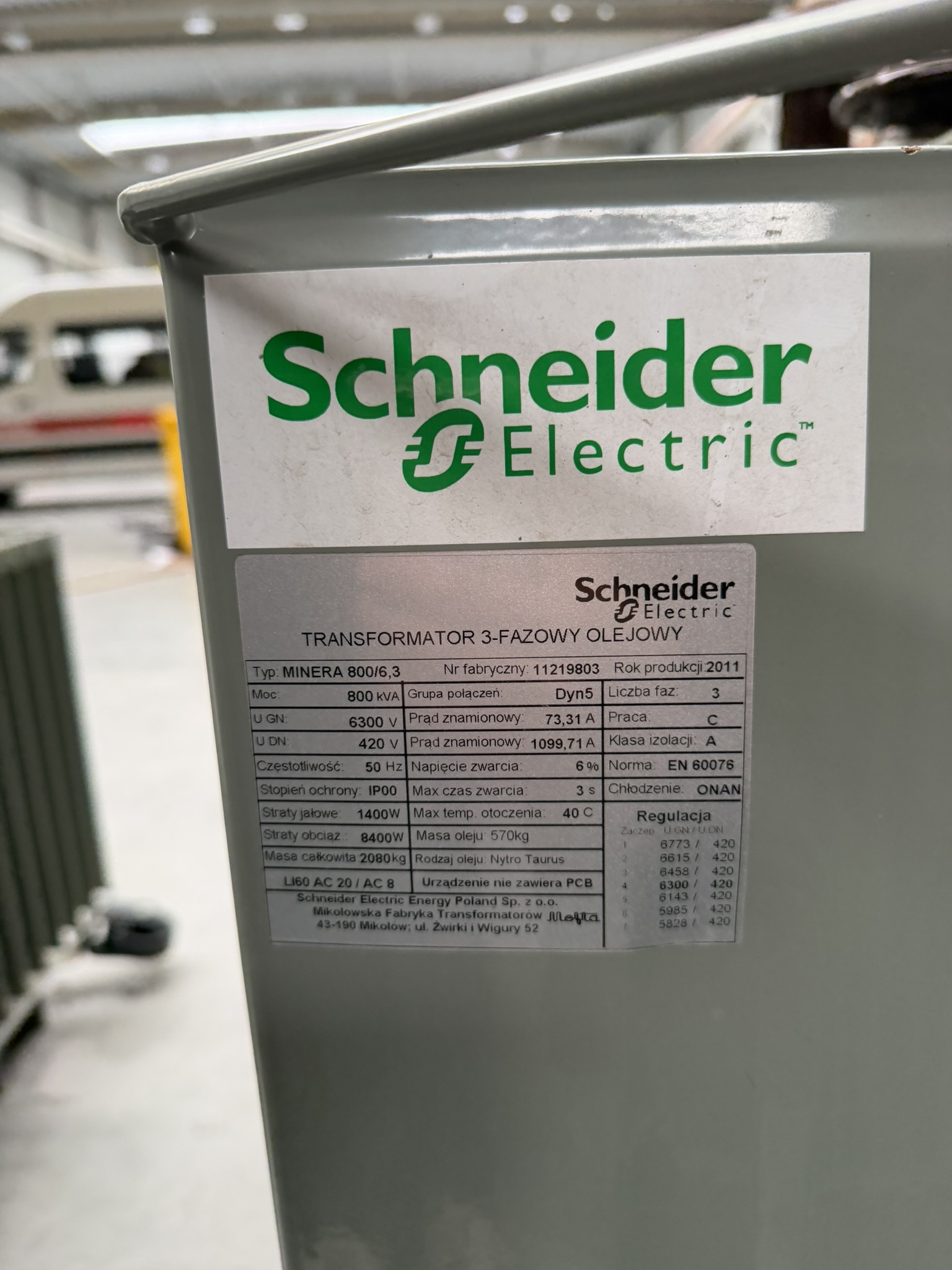 Zdjęcie produktu: Transformator olejowy 800 kVA, 6.3 / 0.42 kV Schneider Electric